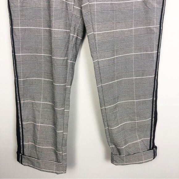 ZARA | Gray Plaid Side Stripe Cuffed Pull On Crop Pants Women’s Size X-Small - Picture 6 of 11